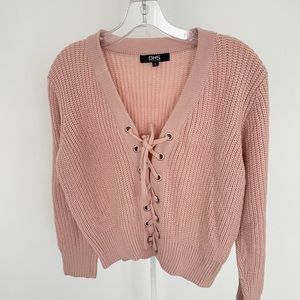 OHS Clothing Pink Tie Up Sweater